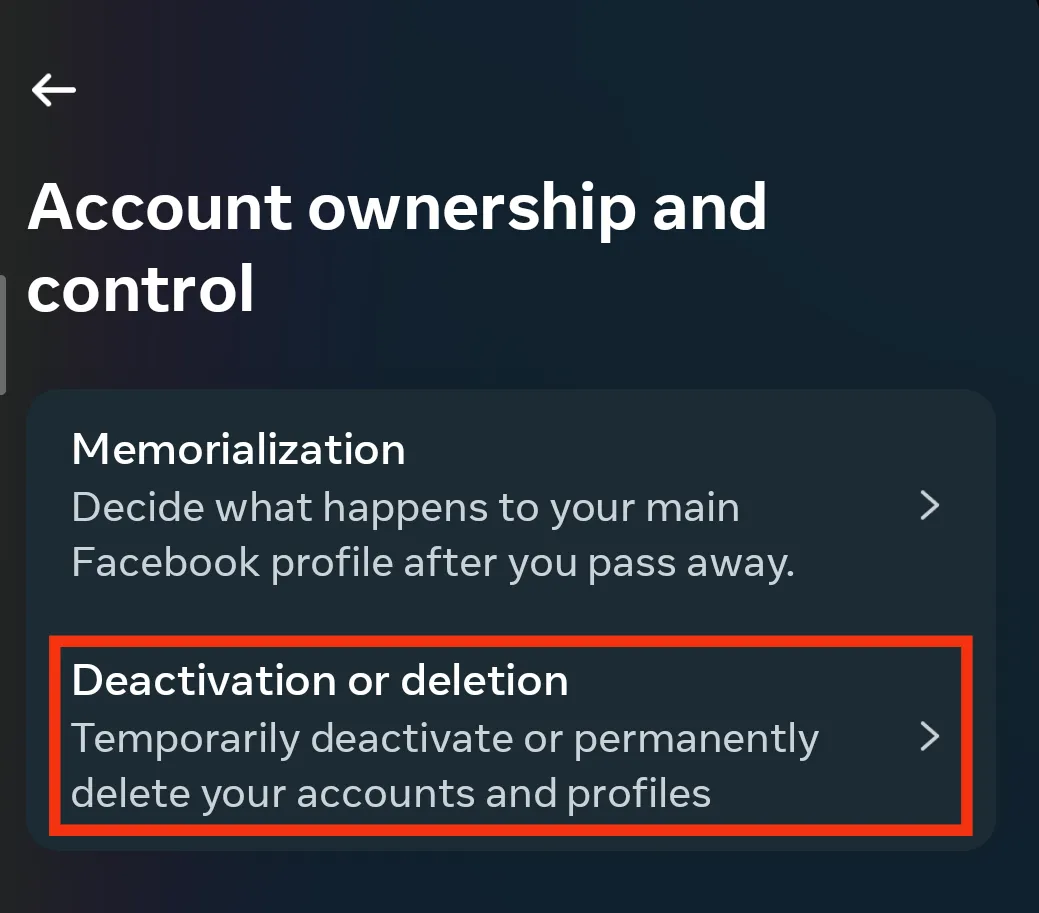 delete instagram account from instagram mobile app