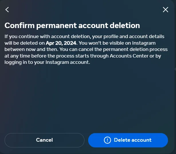 Delete an Instagram Account from Desktop